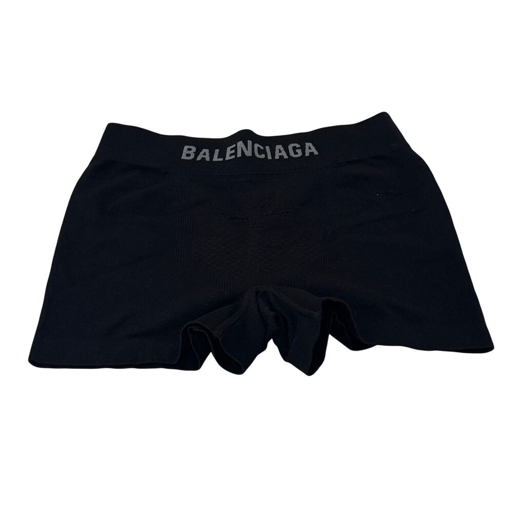 BALENCIAGA Seamless Logo Waistband Knit Shorts Black Size Medium Italy